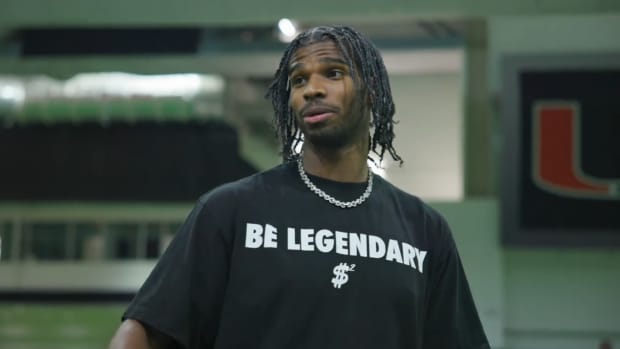 Shedeur Sanders on the practice field at the University of Miami